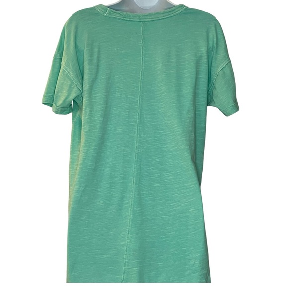 Pilcro Oversized Tee Shirt Green Cotton Slub Crew Neck High Low Hem Size XS - Picture 2 of 7